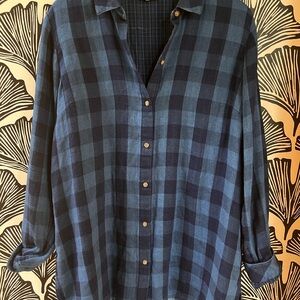 J Jill Women’s Blue Plaid Shirt Size L